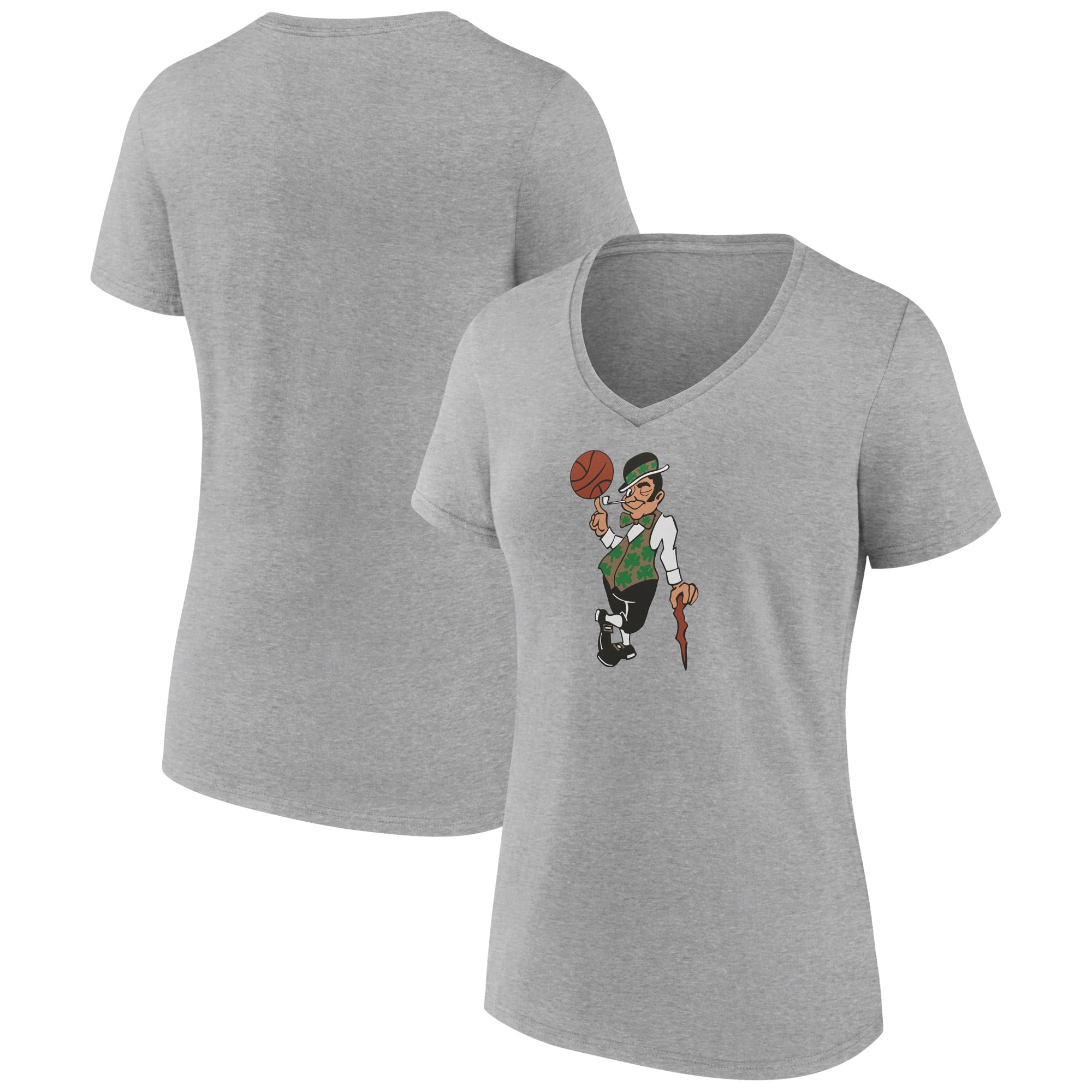Women's Gray Boston Celtics Alternate Logo V-Neck T-Shirt