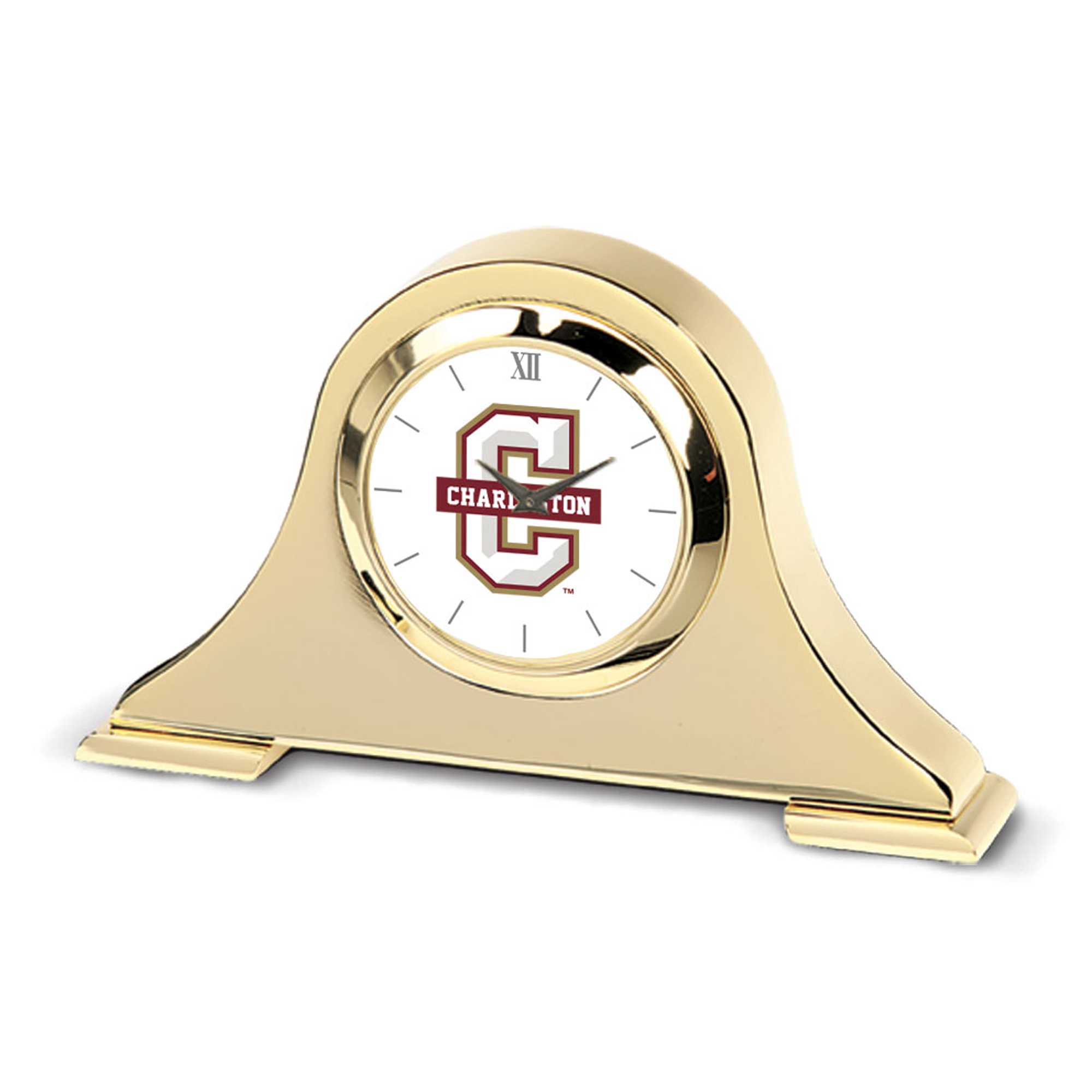 Gold Charleston Cougars Team Logo Napoleon Desk Clock