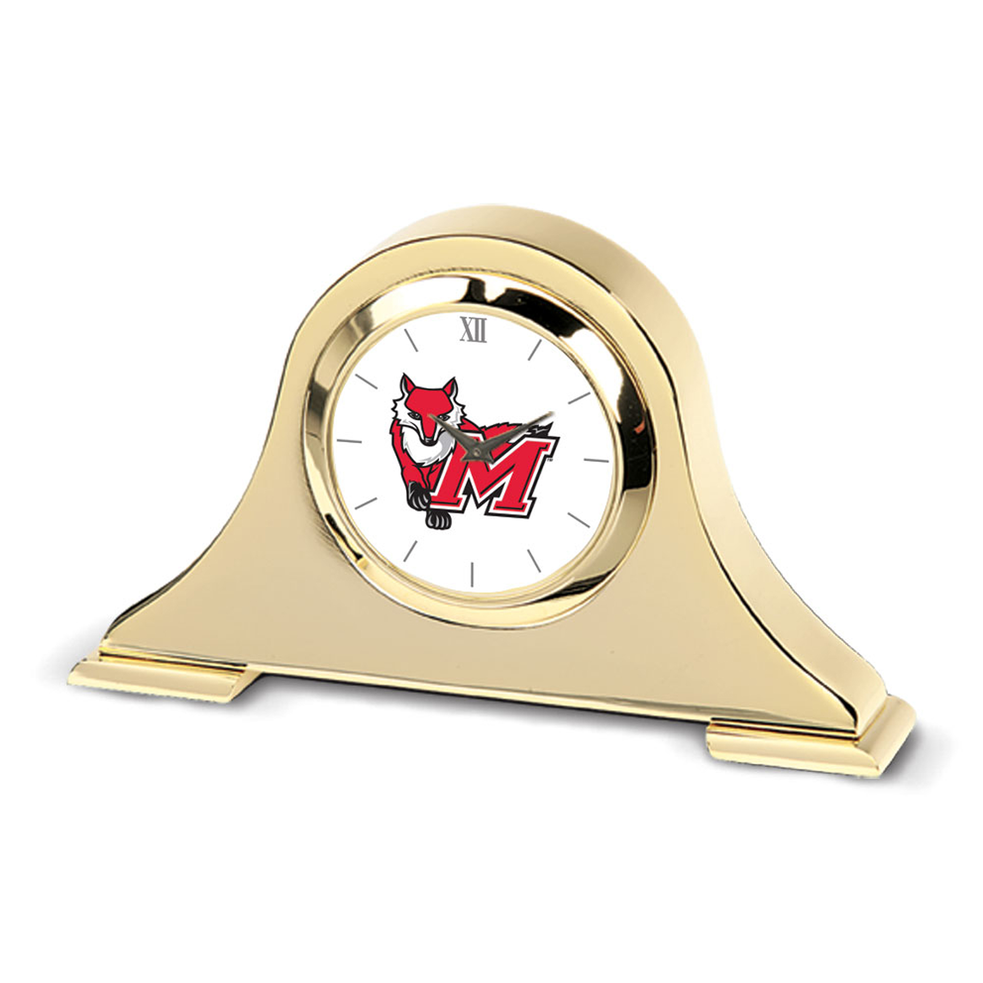 Gold Marist Red Foxes Team Logo Napoleon Desk Clock
