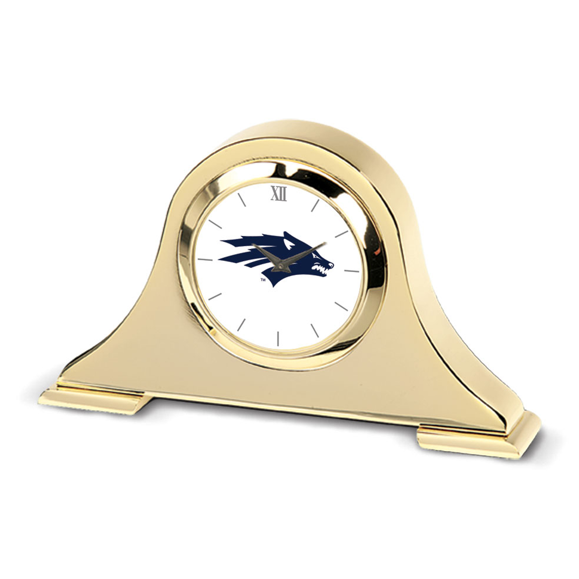Gold Nevada Wolf Pack Team Logo Napoleon Desk Clock