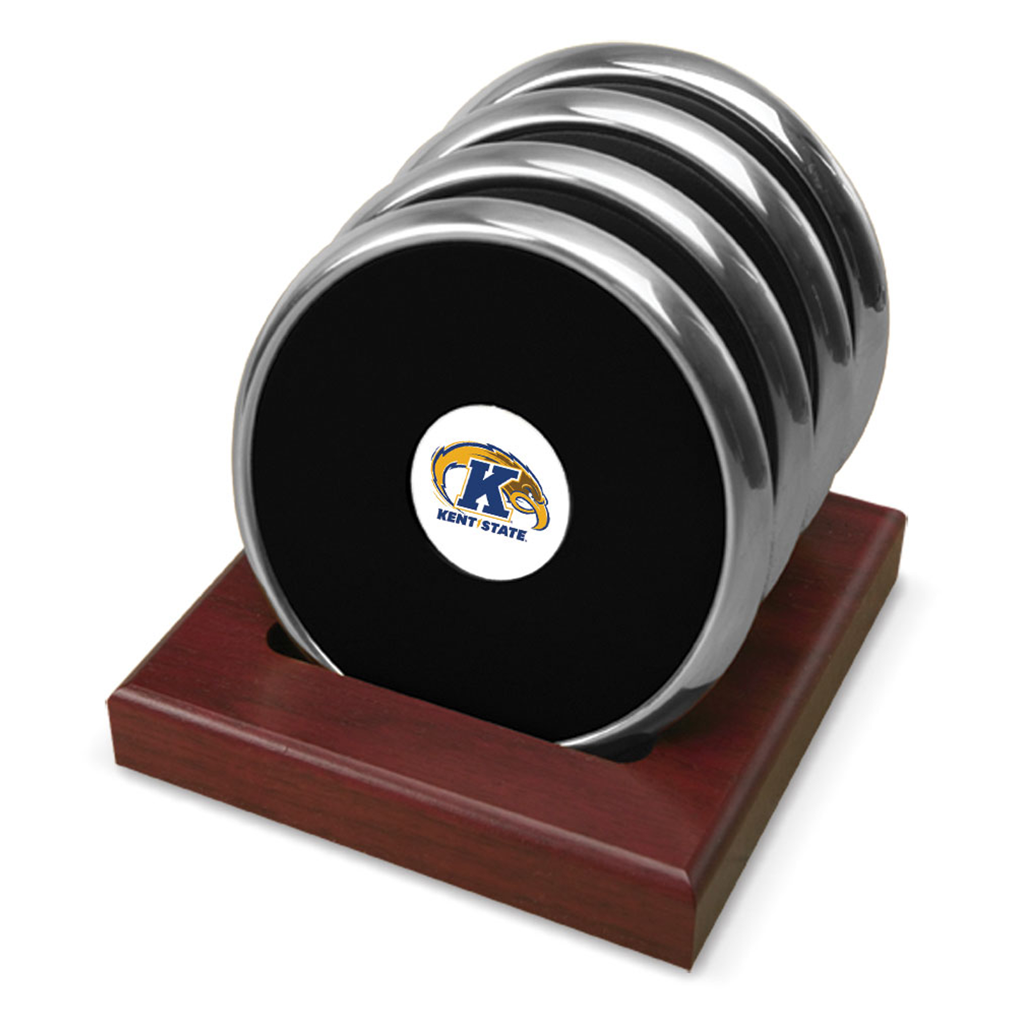Silver Kent State Golden Flashes Team Logo -Piece Coaster Set
