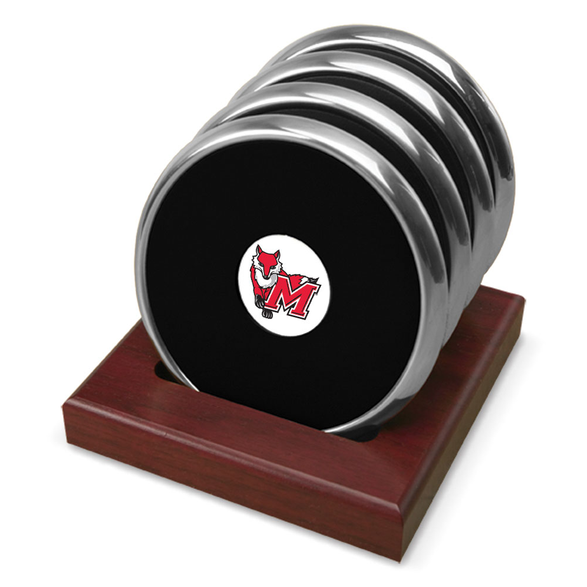 Silver Marist Red Foxes Team Logo -Piece Coaster Set