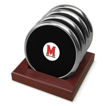 Silver Maryland Terrapins Team Logo 4-Piece Coaster Set