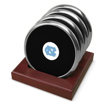 Silver North Carolina Tar Heels Team Logo -Piece Coaster Set