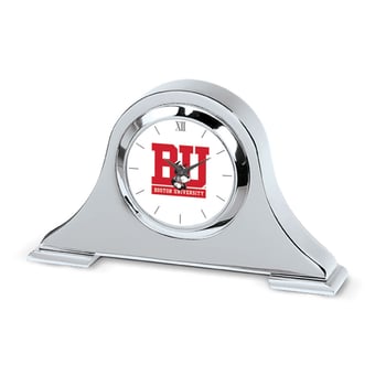 Silver Boston University Logo Napoleon Desk Clock