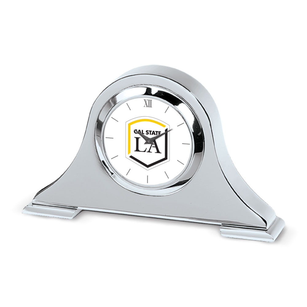 Silver Cal State L.A. Golden Eagles Logo Napoleon Desk Clock