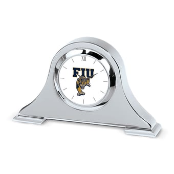 Silver FIU Panthers Logo Napoleon Desk Clock