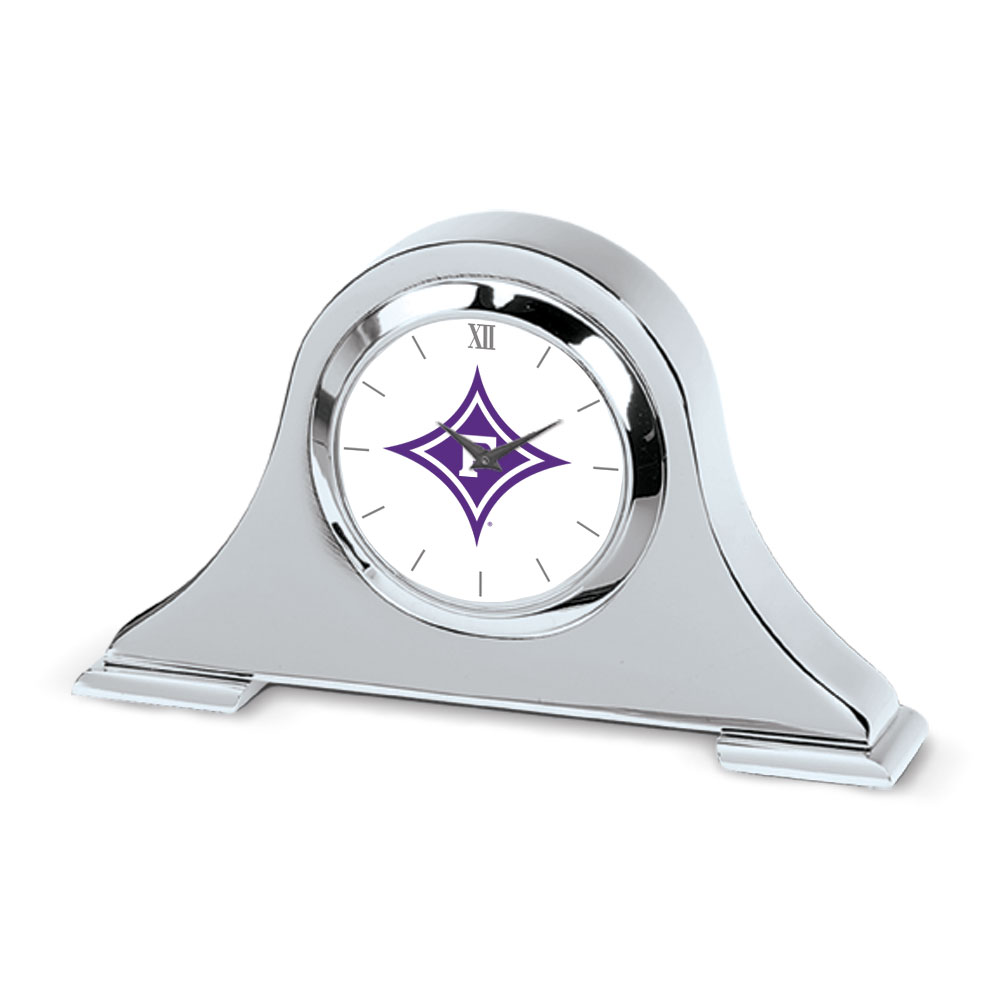 Silver Furman Paladins Logo Napoleon Desk Clock