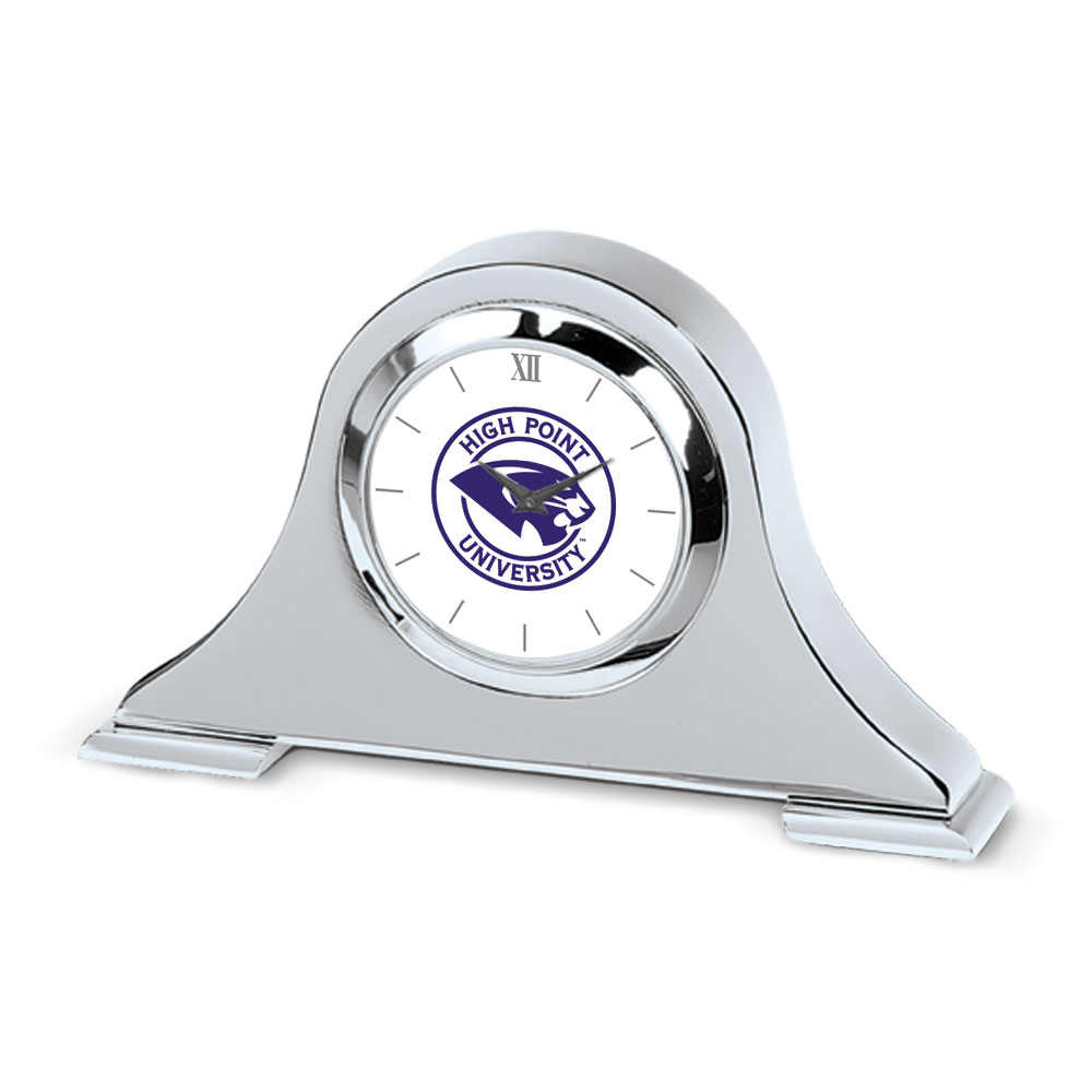 Silver High Point Panthers Logo Napoleon Desk Clock