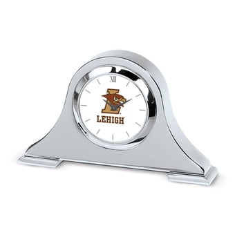 Silver Lehigh Mountain Hawks Logo Napoleon Desk Clock
