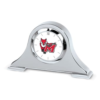 Silver Marist Red Foxes Logo Napoleon Desk Clock
