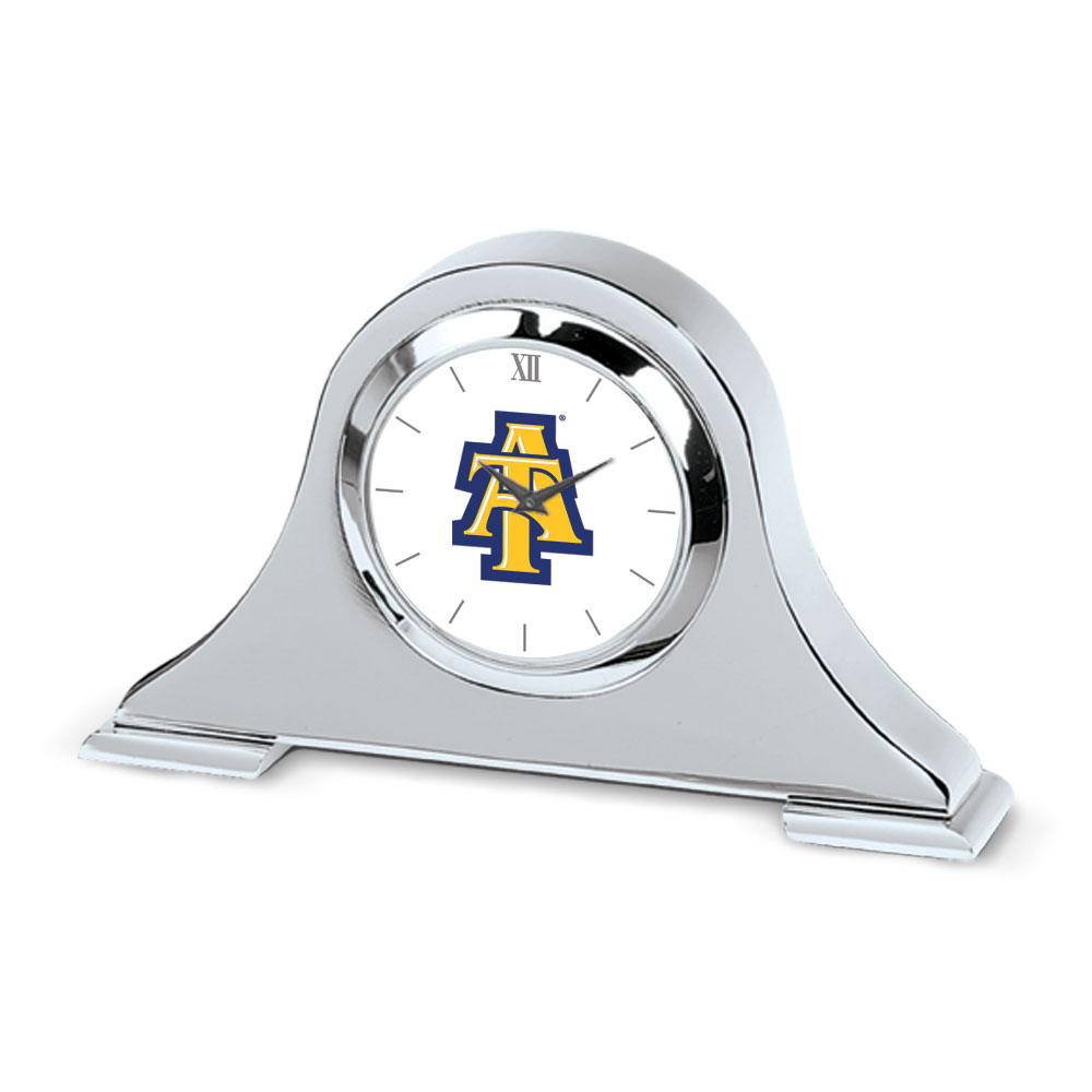 Silver North Carolina A&T Aggies Logo Napoleon Desk Clock