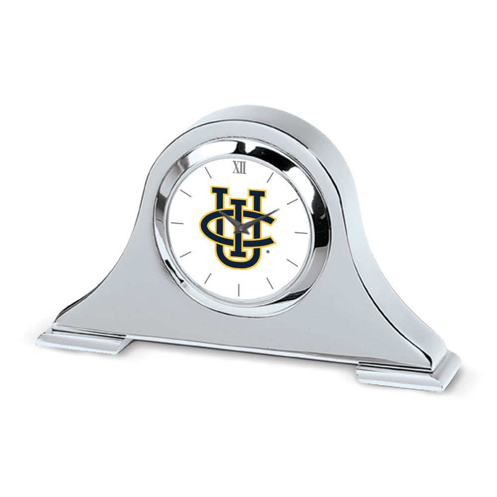 Silver UC Irvine Anteaters Logo Napoleon Desk Clock