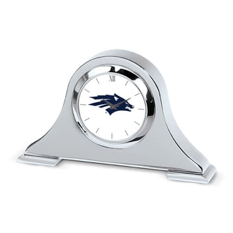 Silver Nevada Wolf Pack Logo Napoleon Desk Clock