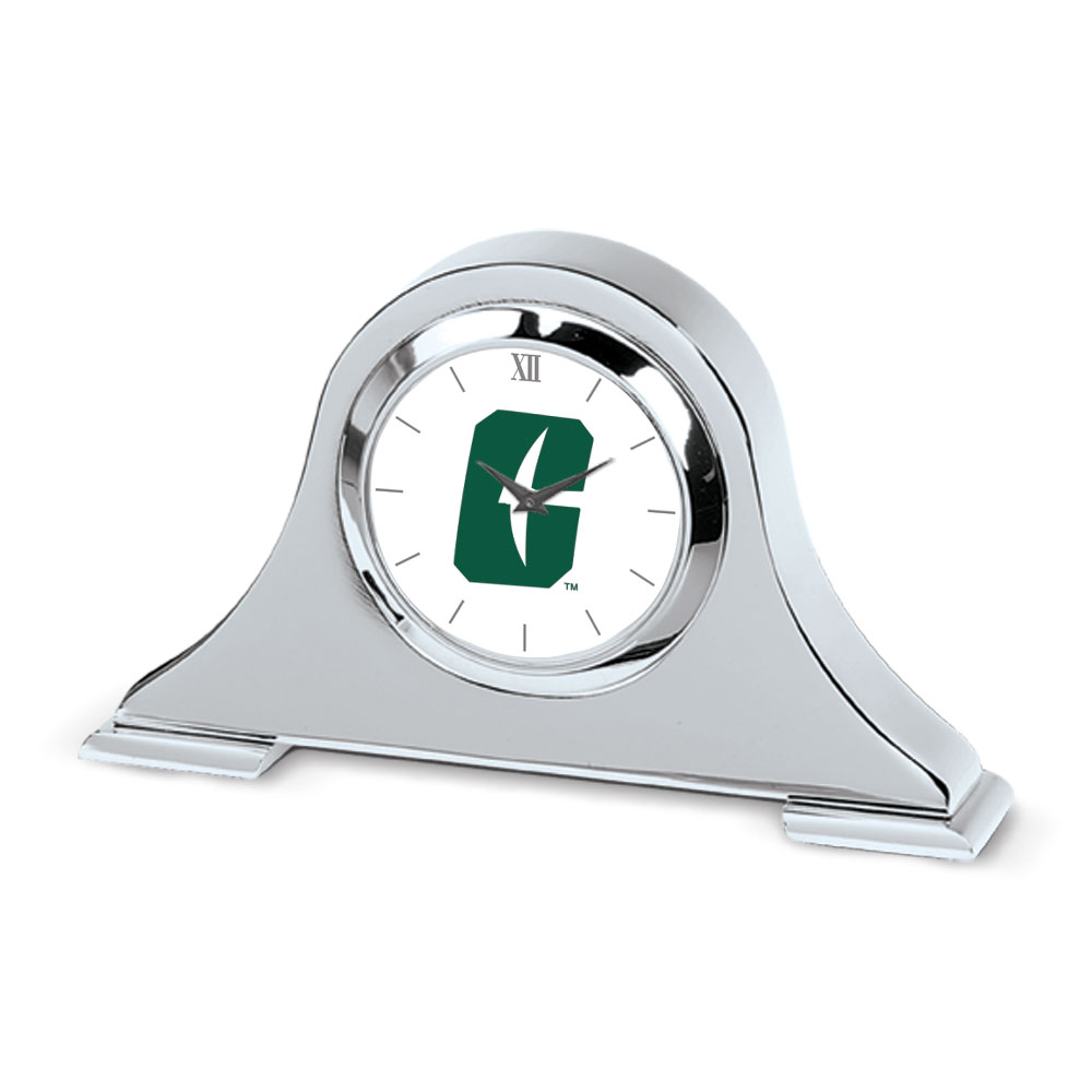 Silver Charlotte 49ers Logo Napoleon Desk Clock