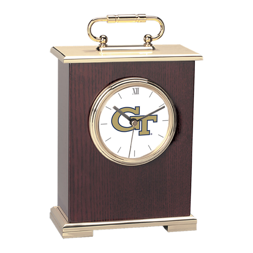 Gold Georgia Tech Yellow Jackets Logo Carriage Clock