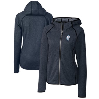 Women's Cutter & Buck Heather Navy Houston Oilers Throwback Logo Mainsail Full-Zip Jacket
