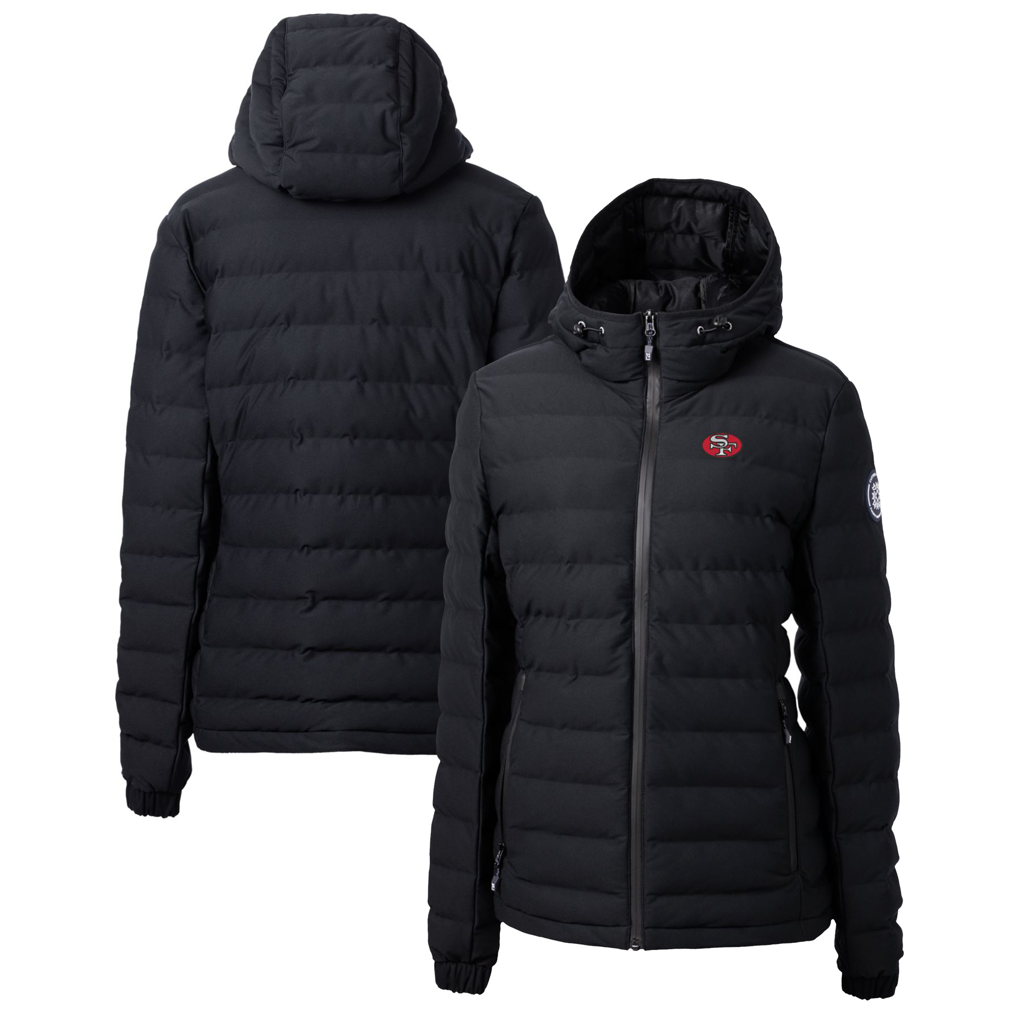 Women's Cutter & Buck Black San Francisco 49ers Throwback Logo Mission Ridge Repreve Puffer Full-Zip Jacket