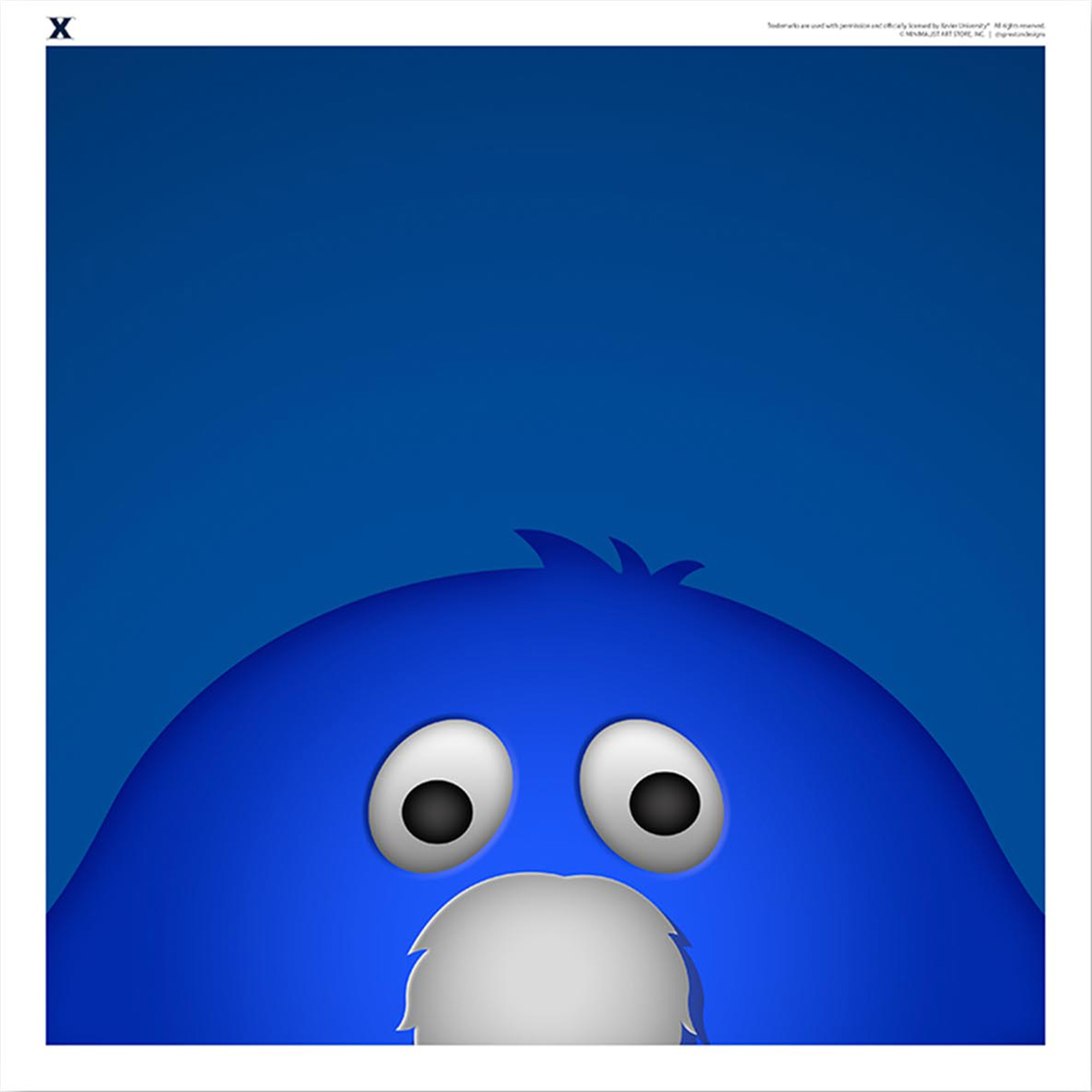 Blue Blob Xavier Musketeers 12'' x 12'' Minimalist Mascot Poster Print