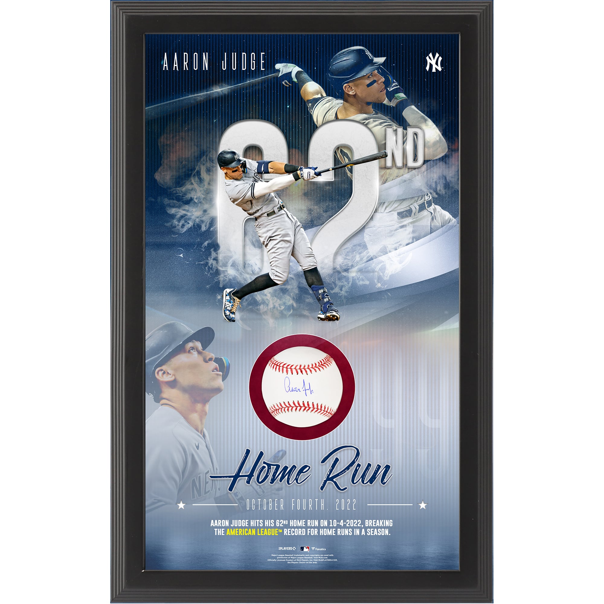 Fanatics Authentic Aaron Judge New York Yankees American League Home Run Record Autographed Baseball Shadowbox Collage Fanatics Authentic Aaron Judge New York Yankees American League Home Run Record Autographed Baseball Shadowbox Collage