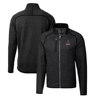 Men's Cutter & Buck Heather Charcoal Delaware Fightin' Blue Hens Mainsail Sweater-Knit Big & Tall Full-Zip Jacket
