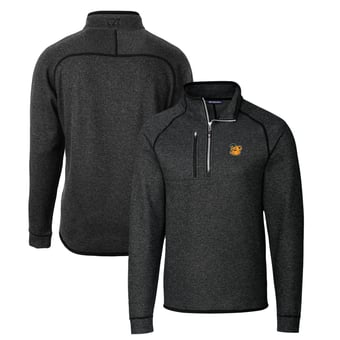 Men's Cutter & Buck Heather Charcoal Baylor Bears Mainsail Sweater-Knit Big & Tall Half-Zip Pullover Jacket