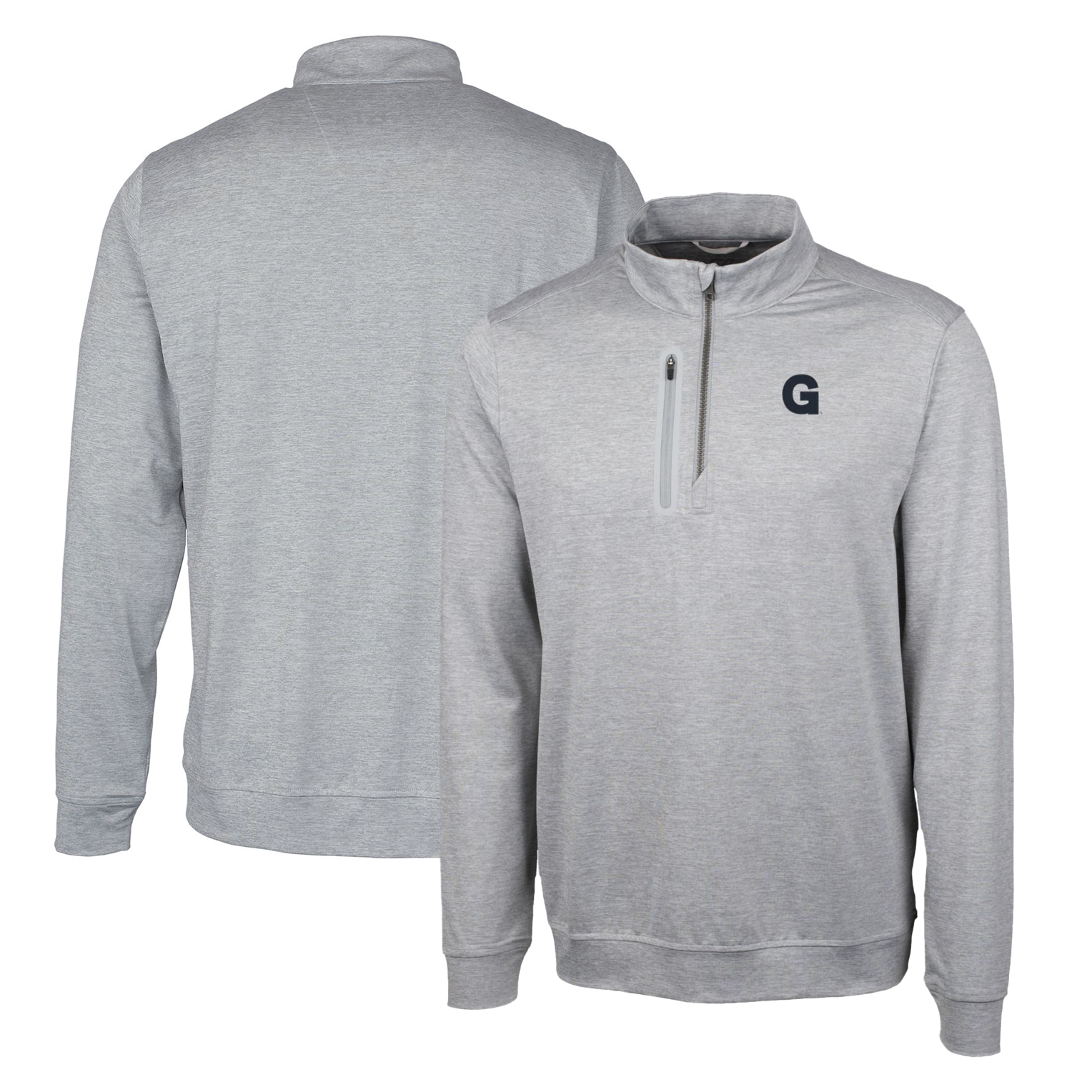 Men's Cutter & Buck Gray Gonzaga Bulldogs Vault Big & Tall Stealth Quarter-Zip Pullover Top