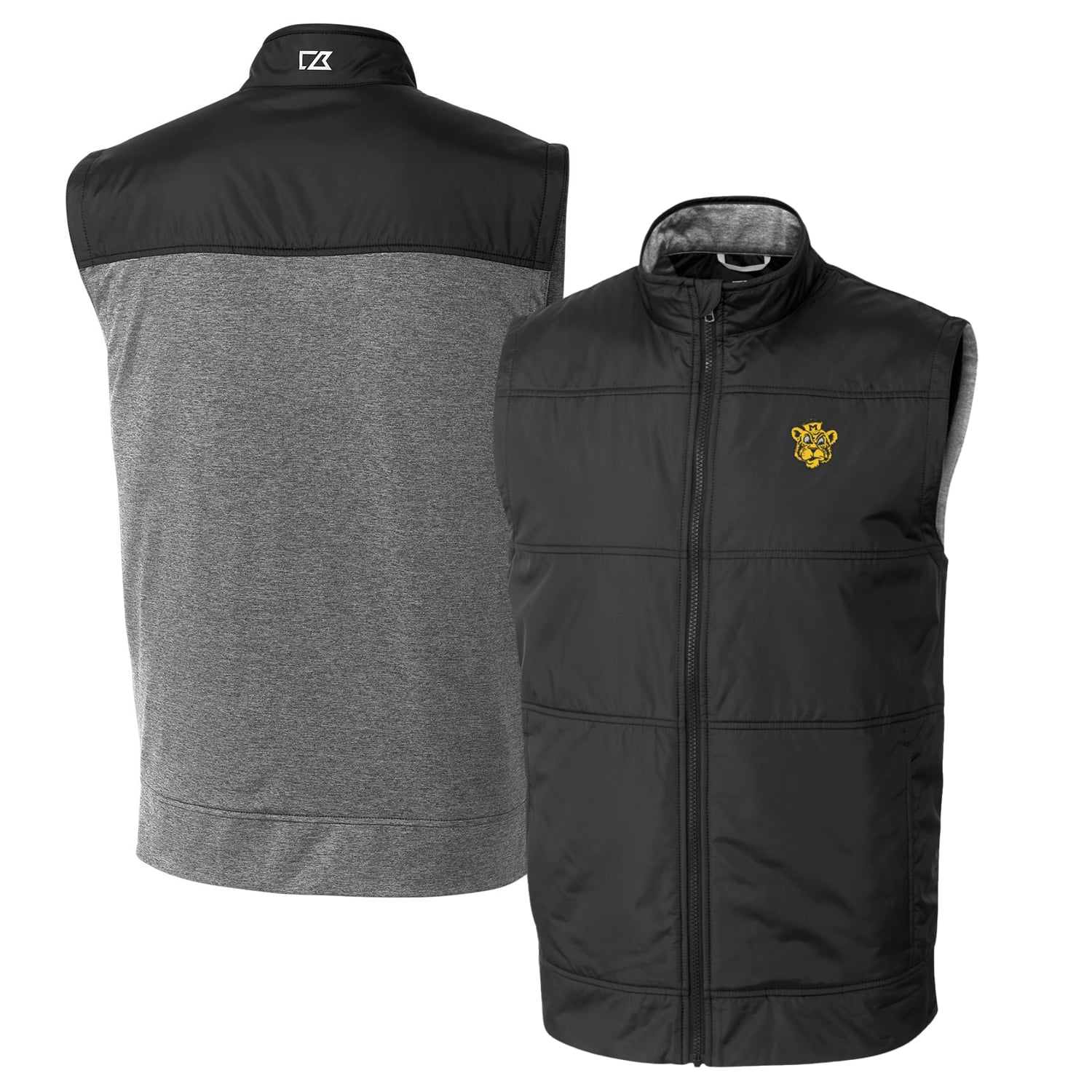 Men's Cutter & Buck Black Missouri Tigers Vault Big & Tall Stealth Hybrid Windbreaker Full-Zip Vest