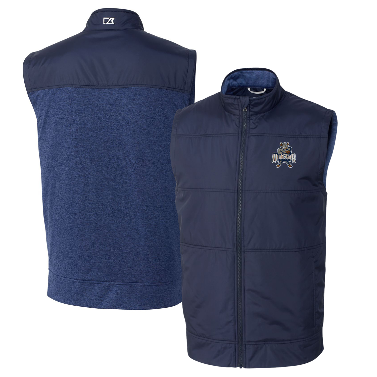 Men's Cutter & Buck Navy Utah State Aggies Vault Big & Tall Stealth Hybrid Windbreaker Full-Zip Vest