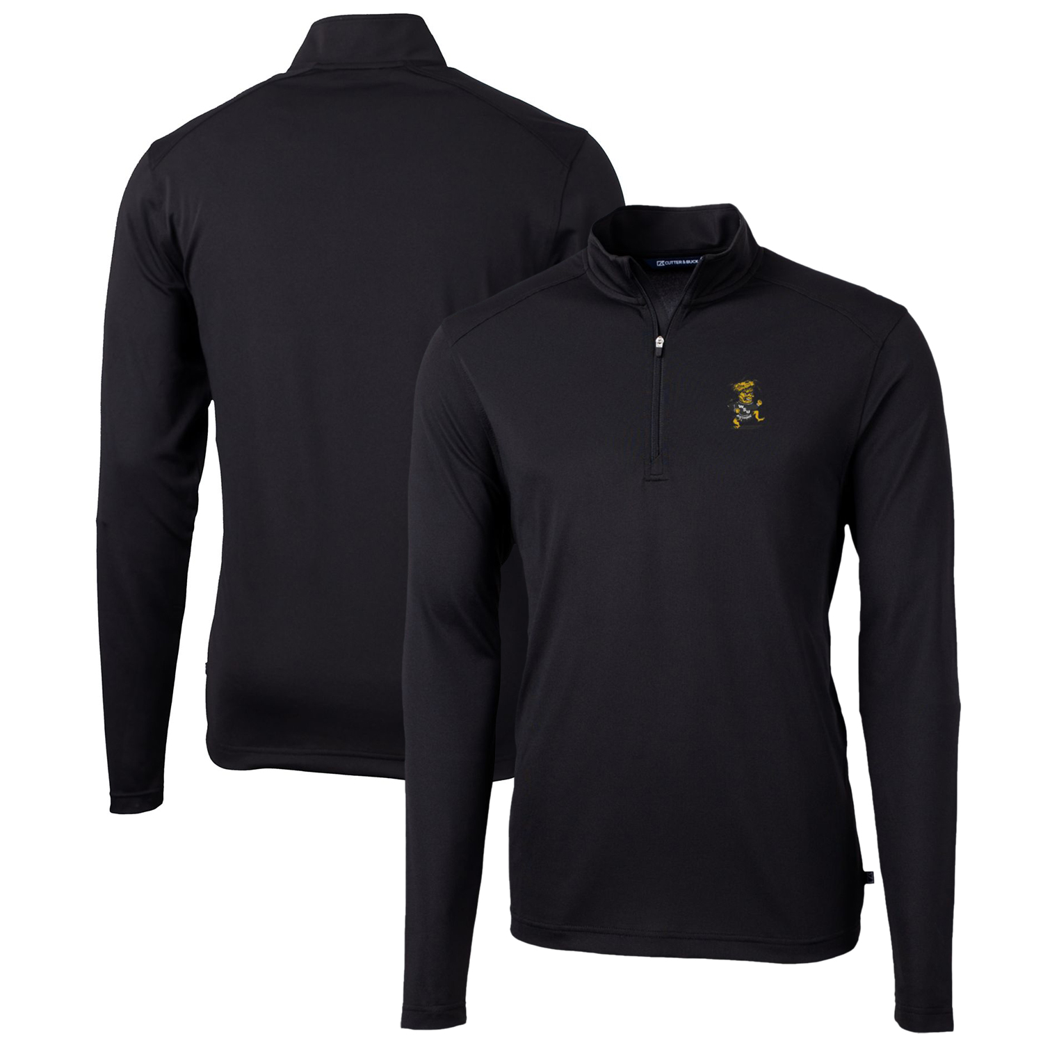 Men's Cutter & Buck Black Wichita State Shockers Team Big & Tall Virtue Eco Pique Recycled Quarter-Zip Pullover Top