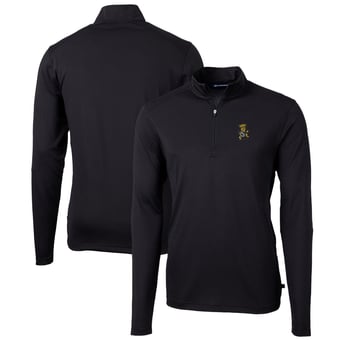 Men's Cutter & Buck Black Wichita State Shockers Team Big & Tall Virtue Eco Pique Recycled Quarter-Zip Pullover Top