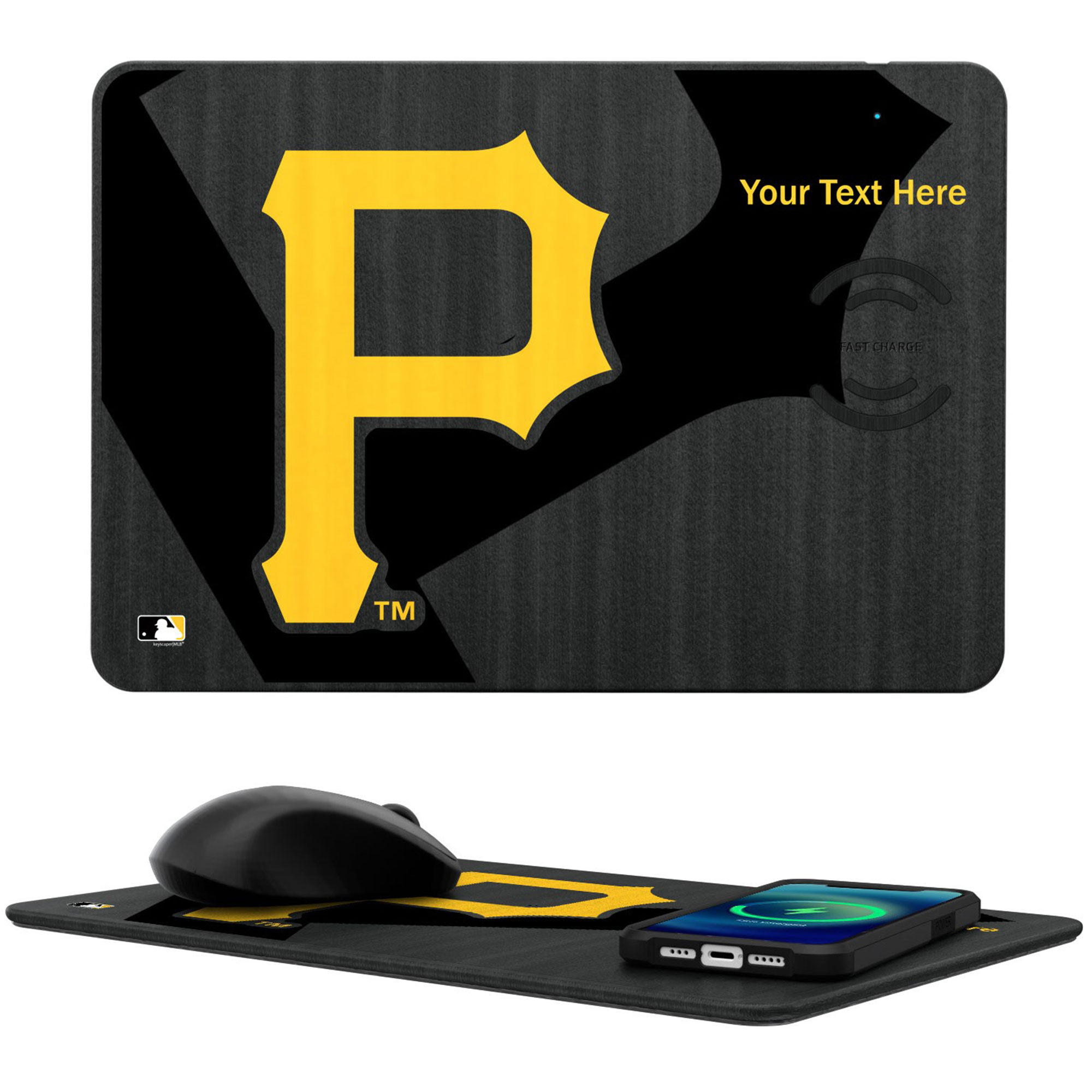 Keyscaper Pittsburgh Pirates Personalized 15W Fast Wireless Charger and Mouse Pad Keyscaper Pittsburgh Pirates Personalized 15W Fast Wireless Charger and Mouse Pad