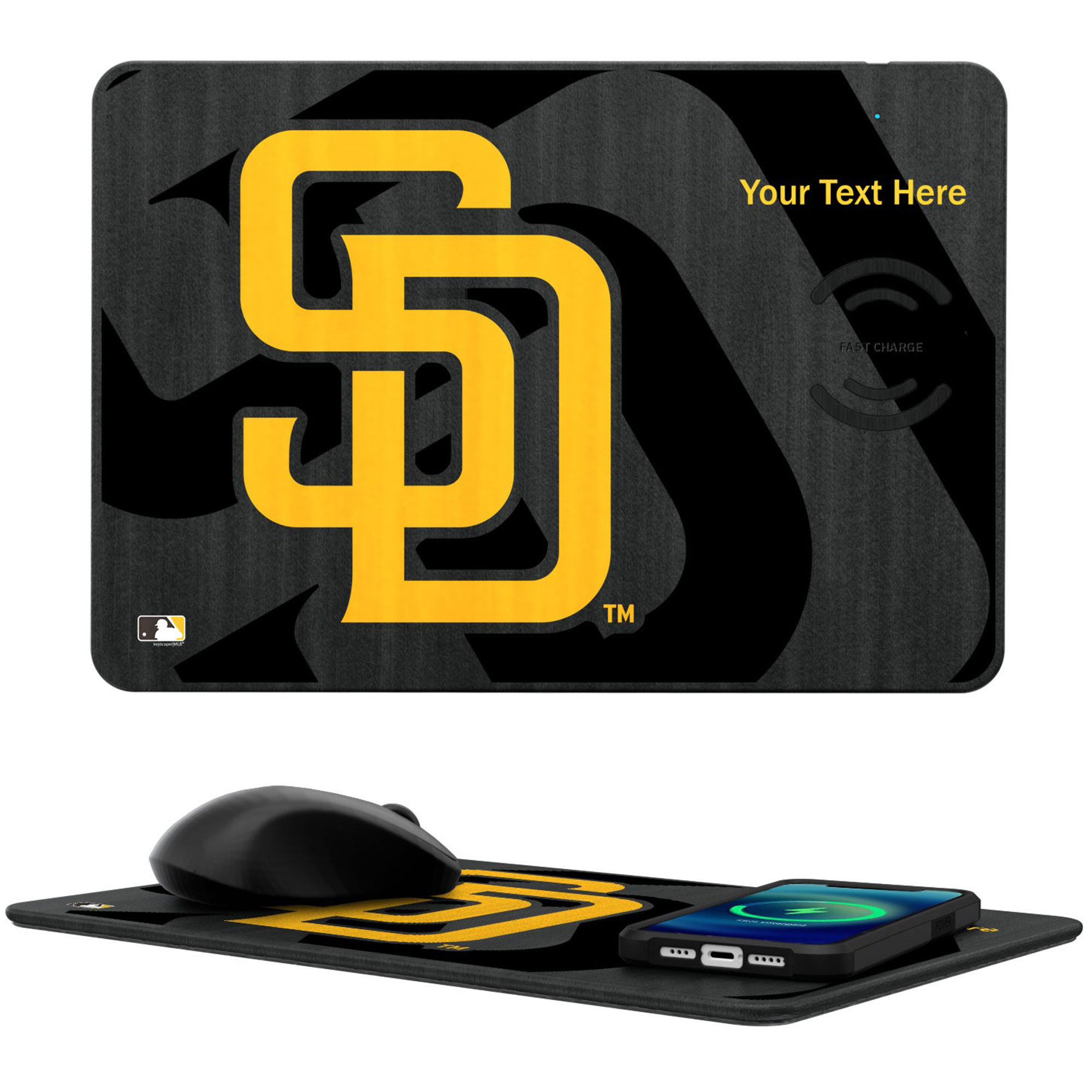 Keyscaper San Diego Padres Personalized 15W Fast Wireless Charger and Mouse Pad Keyscaper San Diego Padres Personalized 15W Fast Wireless Charger and Mouse Pad