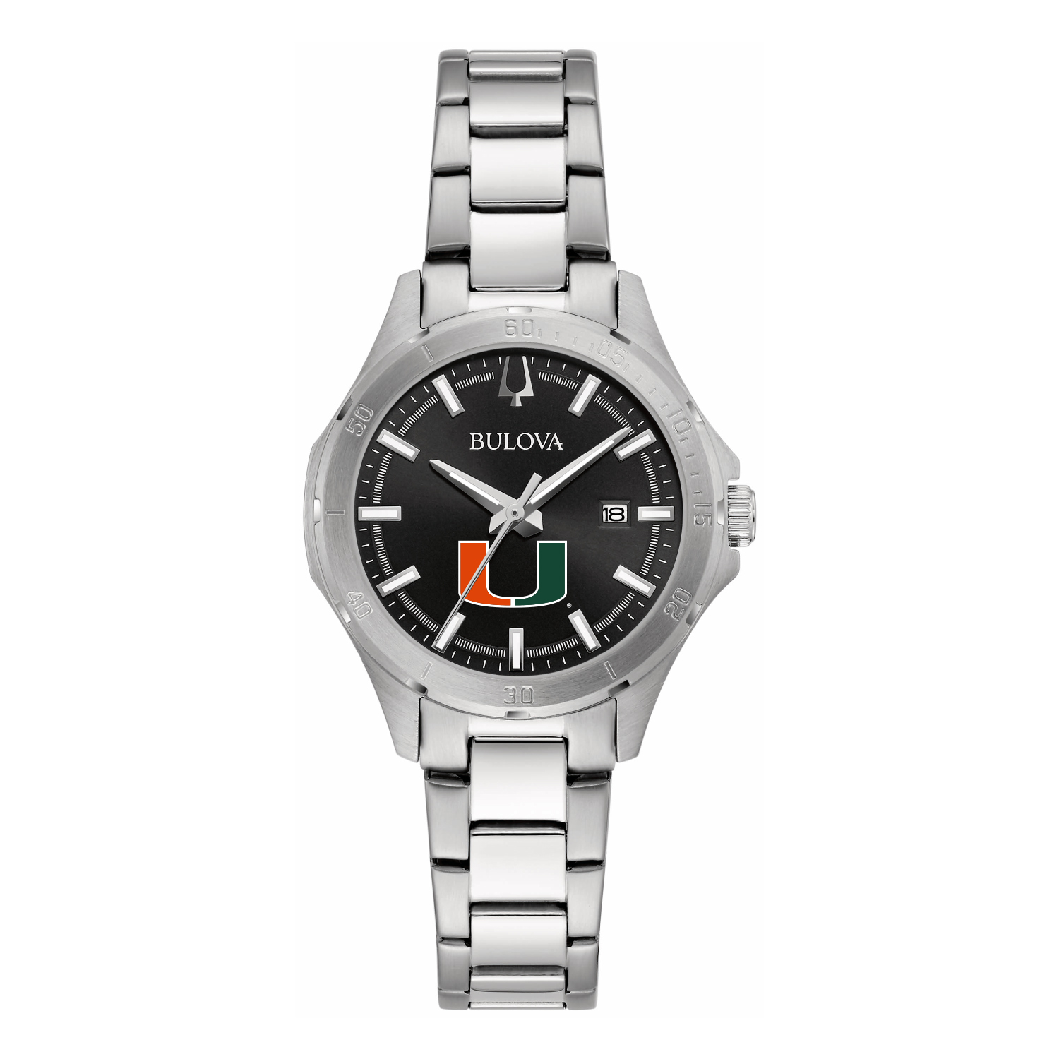 Women's Bulova Black Miami Hurricanes Stainless Steel Sport Classic Watch