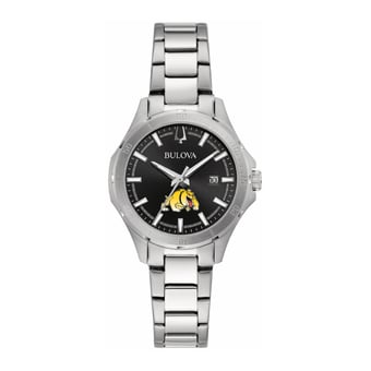 Women's Bulova Black Bowie State Bulldogs Stainless Steel Sport Classic Watch