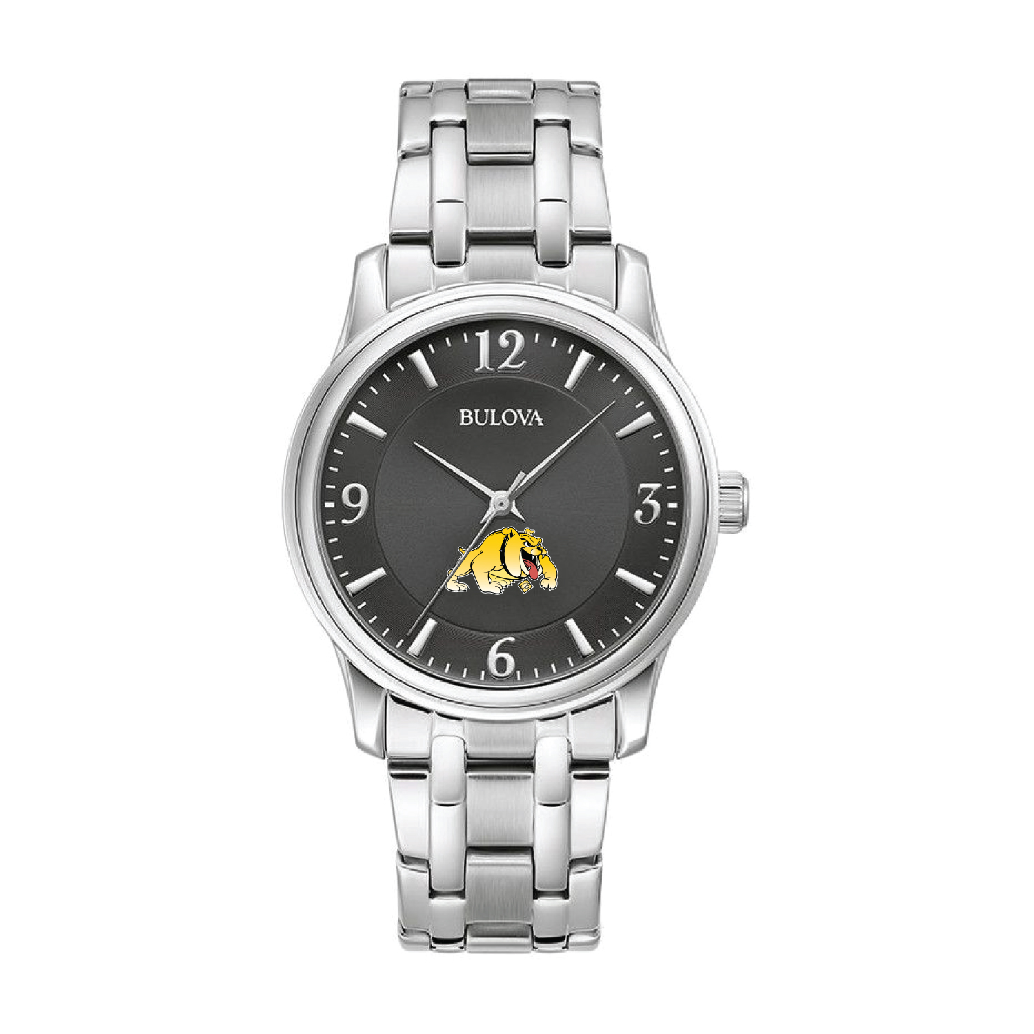 Men's Bulova Black Bowie State Bulldogs Stainless Steel Corporate Collection Watch