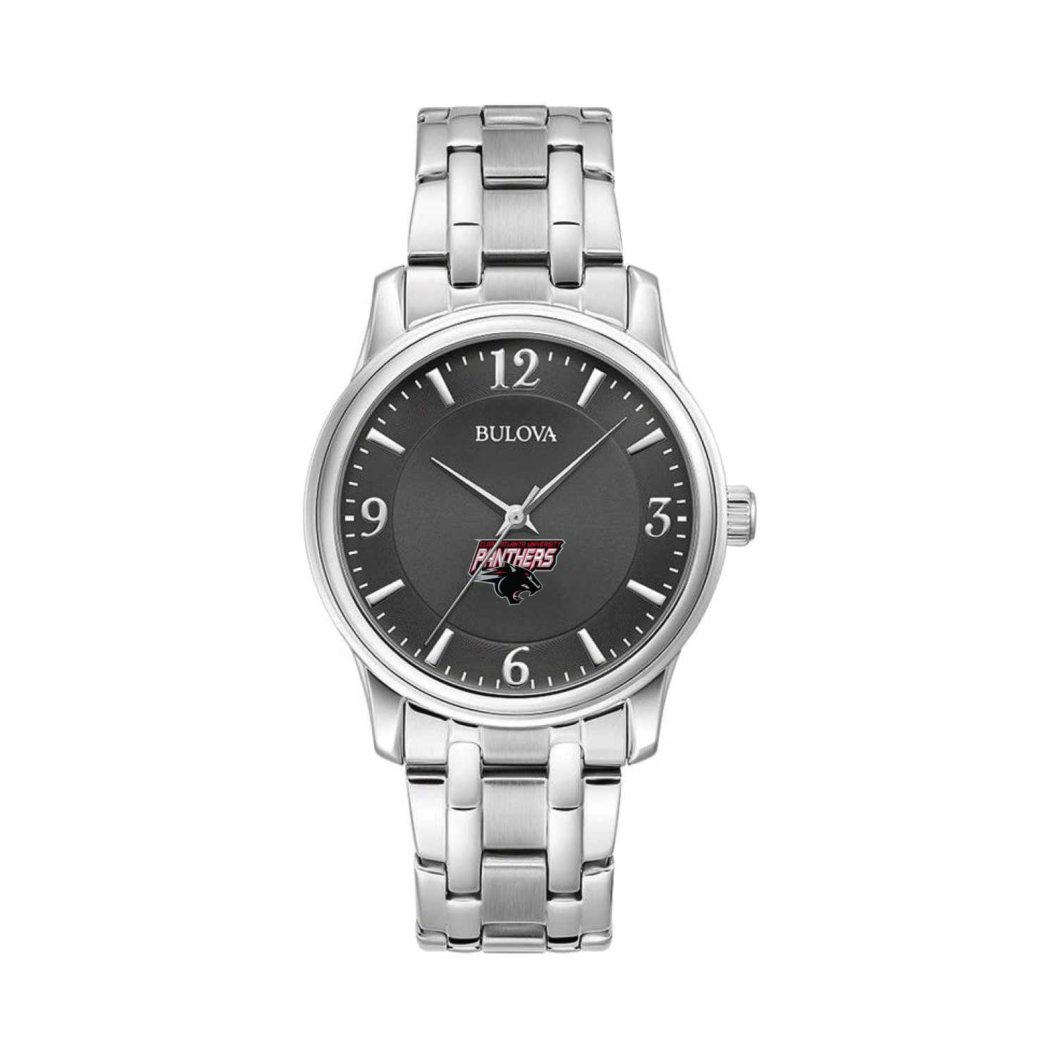 Men's Bulova Black Clark Atlanta University Panthers Stainless Steel Corporate Collection Watch