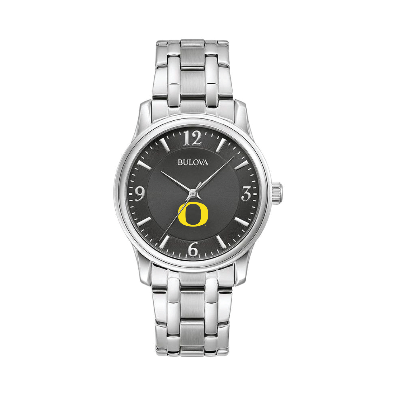 Men's Bulova Black Oregon Ducks Stainless Steel Corporate Collection Watch