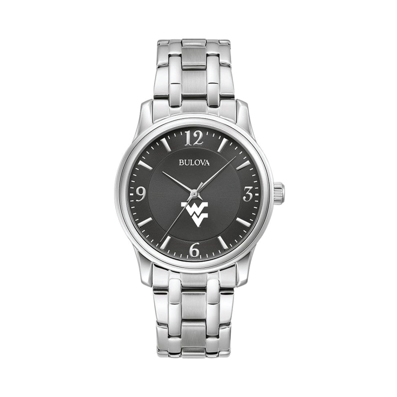 Men's Bulova Black West Virginia Mountaineers Stainless Steel Corporate Collection Watch
