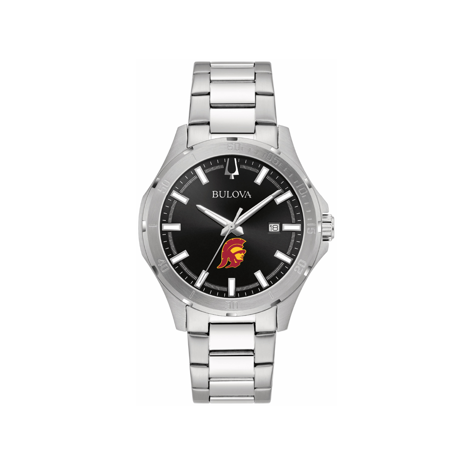Men's Bulova Black USC Trojans Stainless Steel Classic Sport Watch