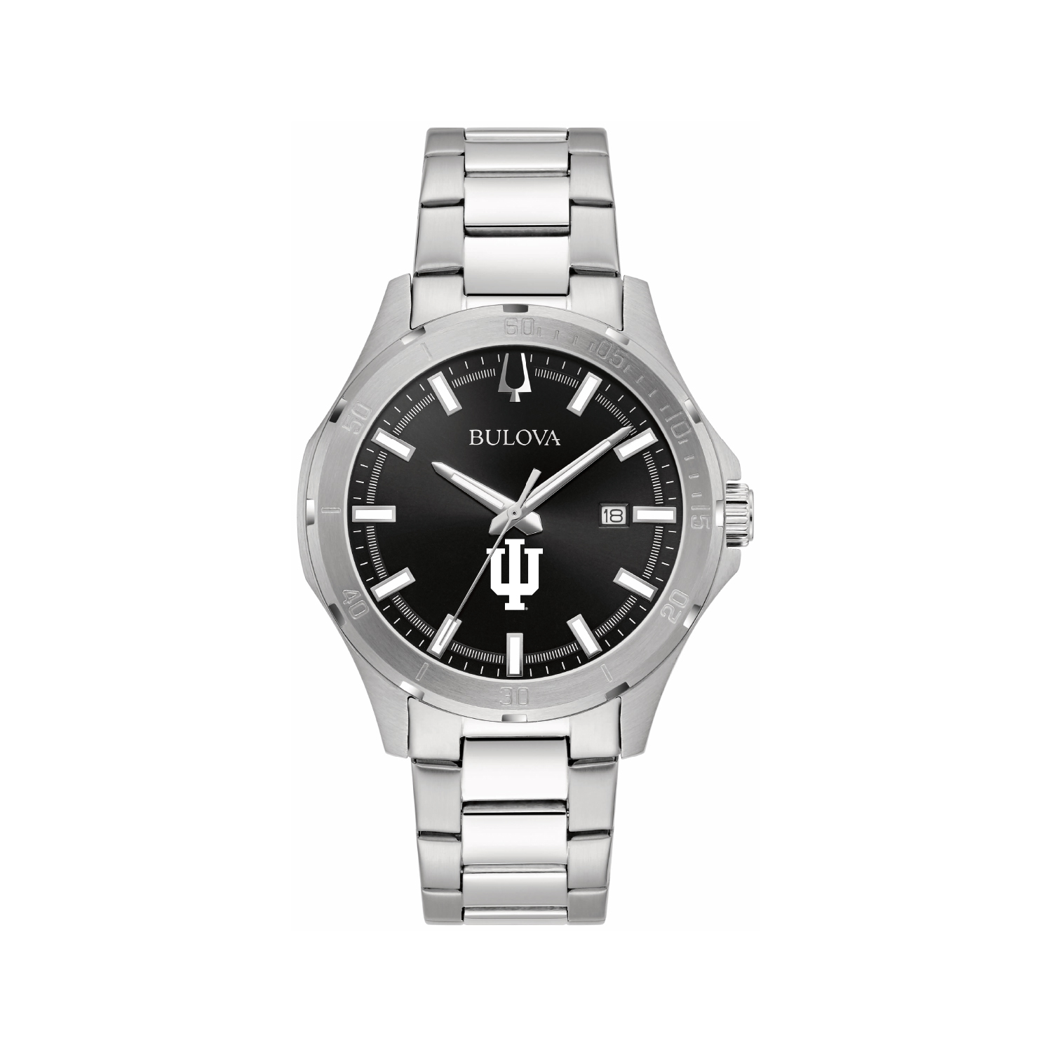 Men's Bulova Black Indiana Hoosiers Stainless Steel Classic Sport Watch