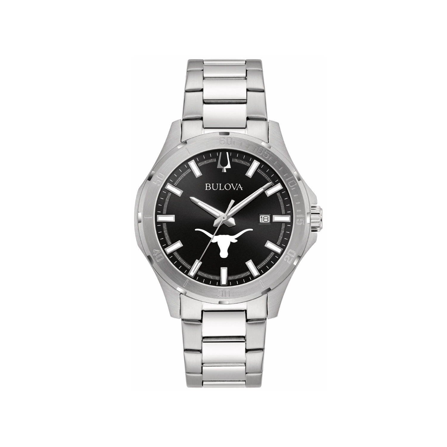 Men's Bulova Black Texas Longhorns Stainless Steel Classic Sport Watch