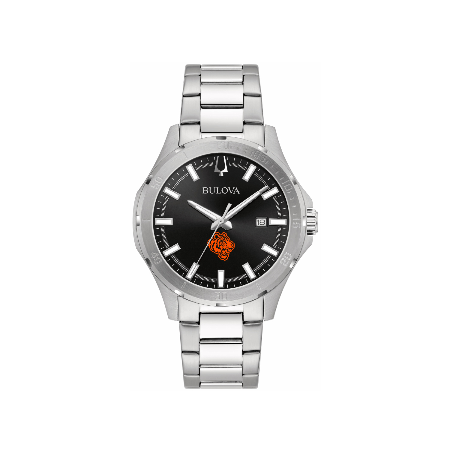 Men's Bulova Black Savannah State Tigers Stainless Steel Classic Sport Watch