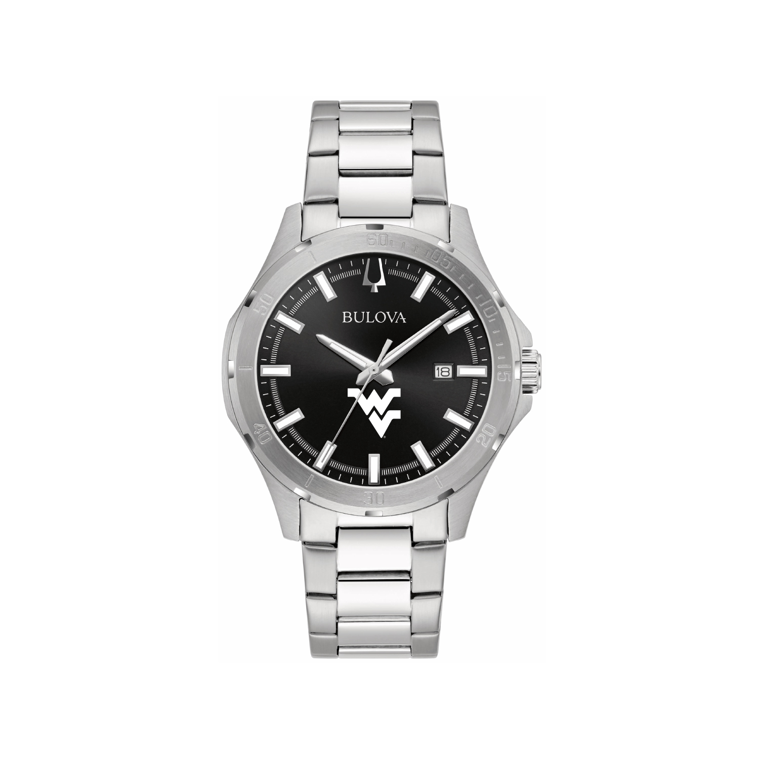 Men's Bulova Black West Virginia Mountaineers Stainless Steel Classic Sport Watch