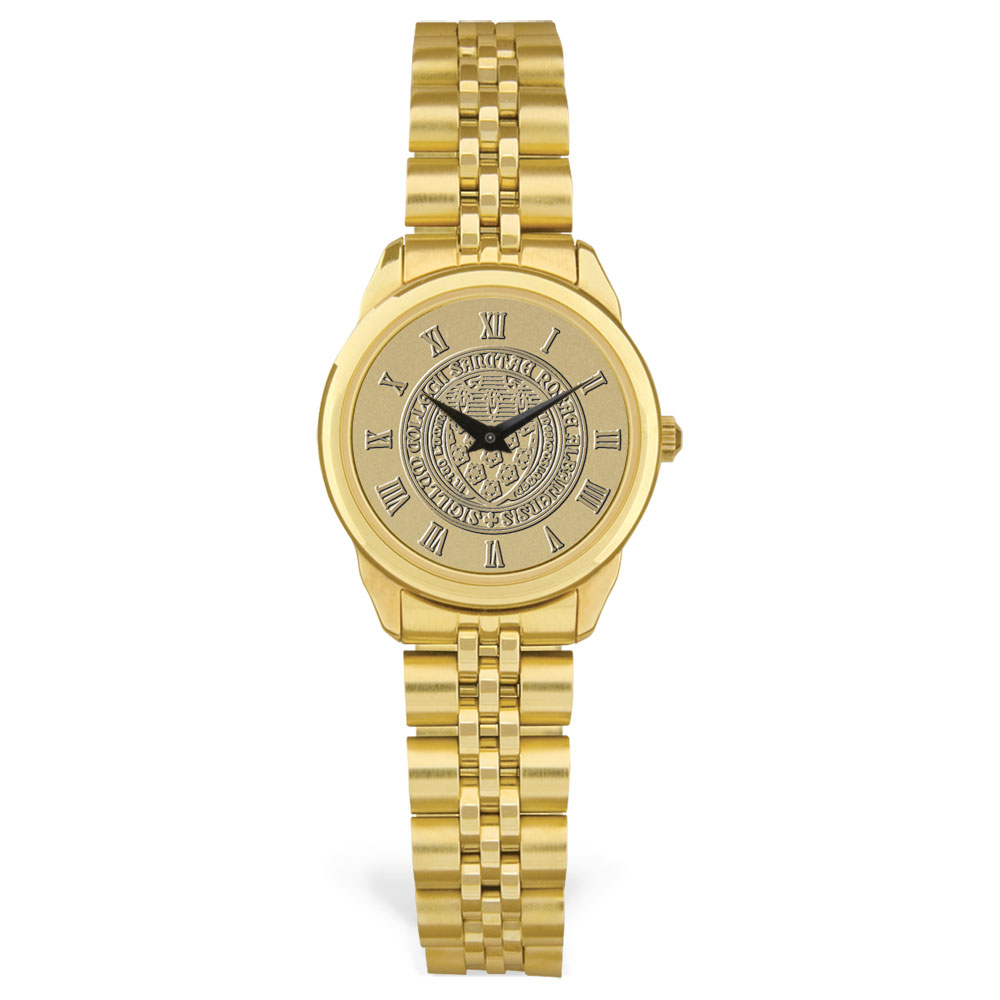 Women's Gold Saint Rose Golden Knights Medallion Rolled Link Bracelet Wristwatch