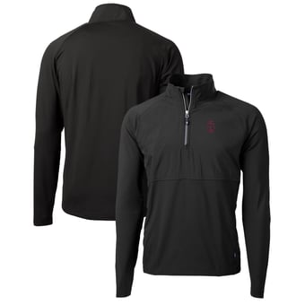 Men's Cutter & Buck Black Southern Illinois Salukis Adapt Eco Knit Hybrid Recycled Quarter-Zip Pullover Top