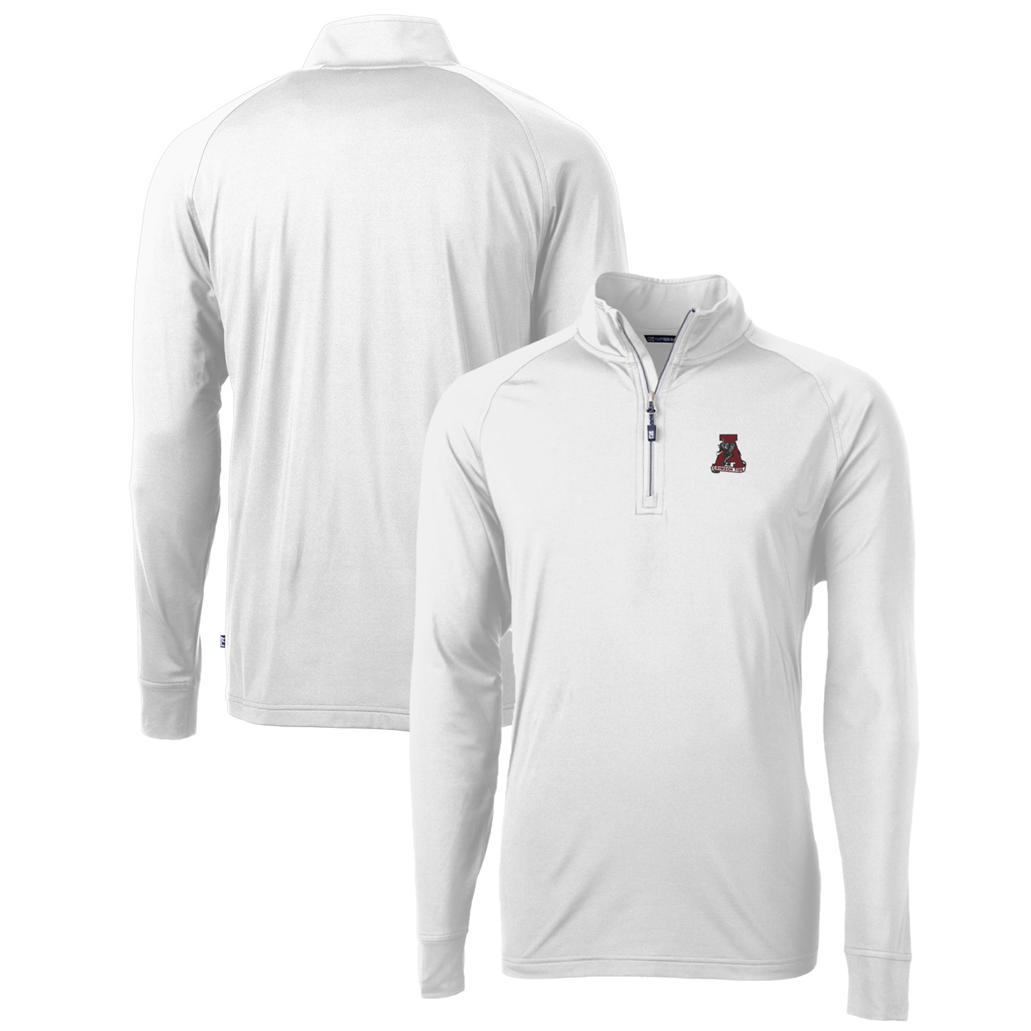 Men's Cutter & Buck White Alabama Crimson Tide Adapt Eco Knit Stretch Recycled Quarter-Zip Pullover Top