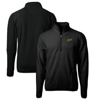 Men's Cutter & Buck Black George Mason Patriots Vault Cascade Eco Sherpa Fleece Quarter-Zip Pullover Jacket
