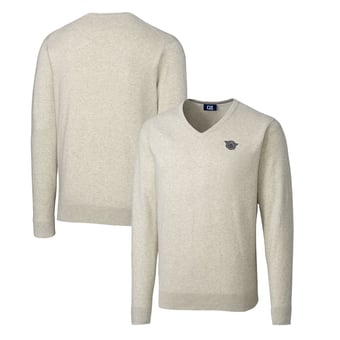 Men's Cutter & Buck Oatmeal Cincinnati Bearcats Lakemont Tri-Blend V-Neck Pullover Sweater