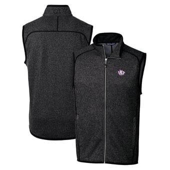 Men's Cutter & Buck Heather Charcoal TCU Horned Frogs Mainsail Sweater-Knit Full-Zip Vest